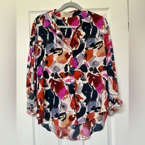Cloth & Stone Pink and Orange Graphic Button Down Shirt